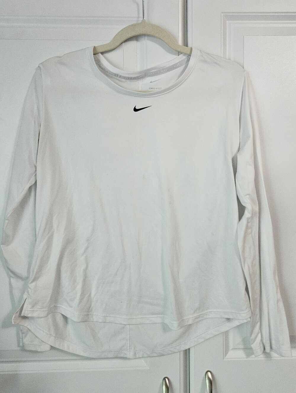 Nike Women's White Long-Sleeve Dri-FIT Crew Top